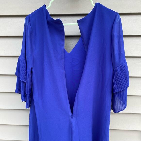 🧡SALE: NWT Sam Edelman size 6 Solid Pleated Sleeve Shift Dress - Cobalt Blue - Picture 8 of 9
